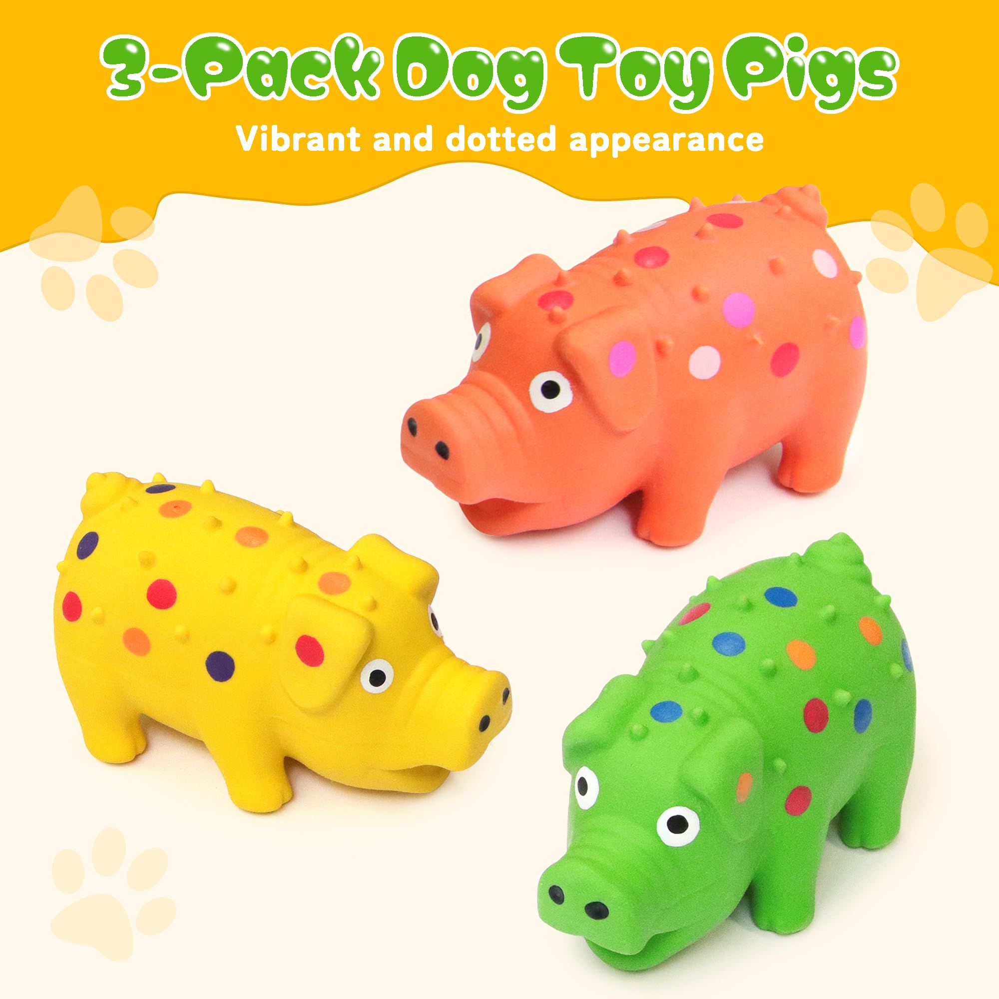 Juguetes chirriantes para perros de 4 pulgadas, paquete de 3, mini juguetes de látex para perros, juguetes masticables duraderos para perros pequeños y medianos, juego interactivo