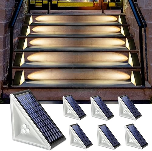 sunlight encounter Luces solares impermeables IP67, paquete de 6 luces solares para escaleras con 3 LED, luces solares triangulares para terraza, sunlight encounter Luces solares impermeables IP67, paquete de 6 luces solares para escaleras con 3 LED, luces solares triangulares para terraza,