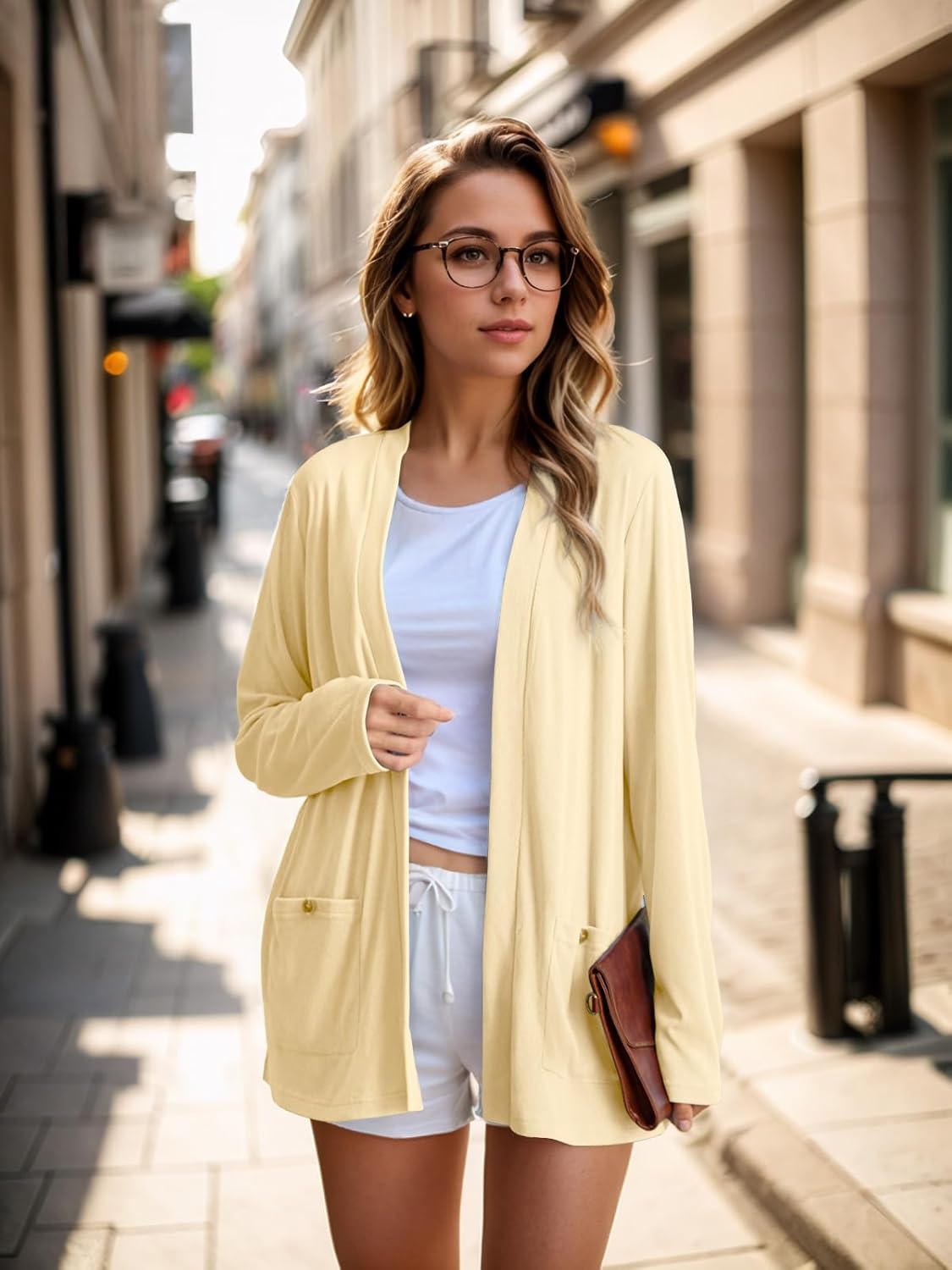 AWULIFFAN Women's Long Sleeve Open Front Cardigans Casual Lightweight Fall Cardigan with Pockets - Image 4