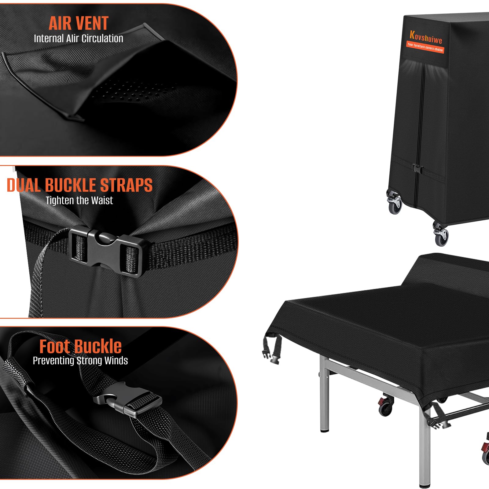 Kovshuiwe Funda para Mesa De Ping-Pong, Plegable, con Cremallera Impermeable, De Tela Oxford 420D, A Los Rayos UV Y Al Polvo, para Uso En Interiores Y Exteriores - 173 X 77 Pulgadas / 18 X 158 Cm