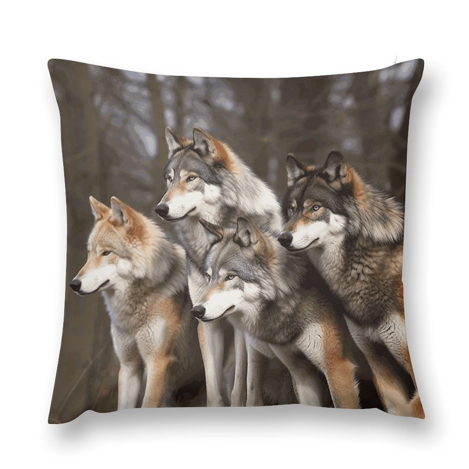 MUSM Different Colored Wolves Throw Pillow Cover 20 "x20 Wrinkle&Fade Resistant Cozy Soft Plush Pillow Case Protector Double-Sided Personalized Pillowcase Pillow Shams Cushion Cover for Home