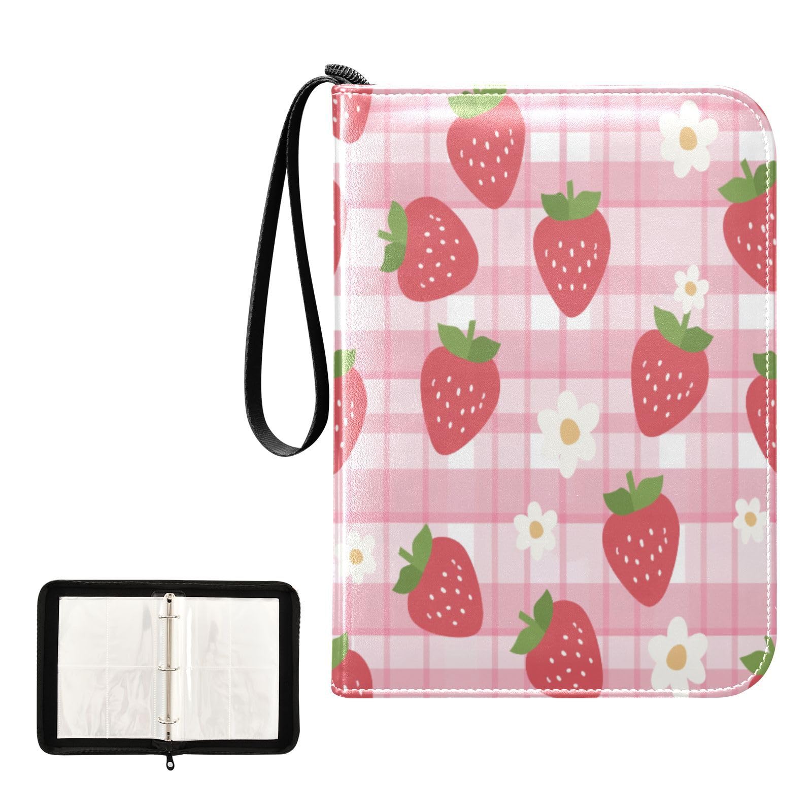 Amazon.com: Strawberry Daisy Checkered Card Binder 4 Pocket