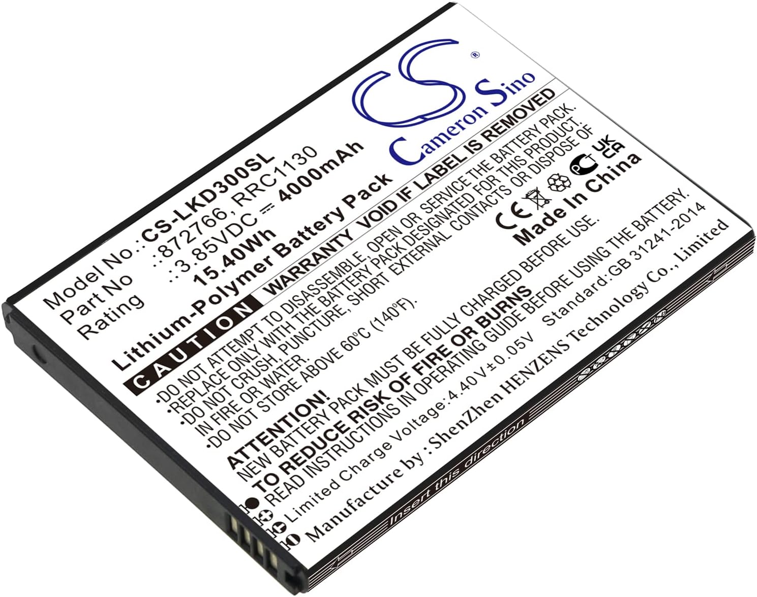 Cameron Sino Battery for Leica BLK3D Imager PN:Leica 110019-08, 872766, RRC1130 4000mAh / 15.40Wh