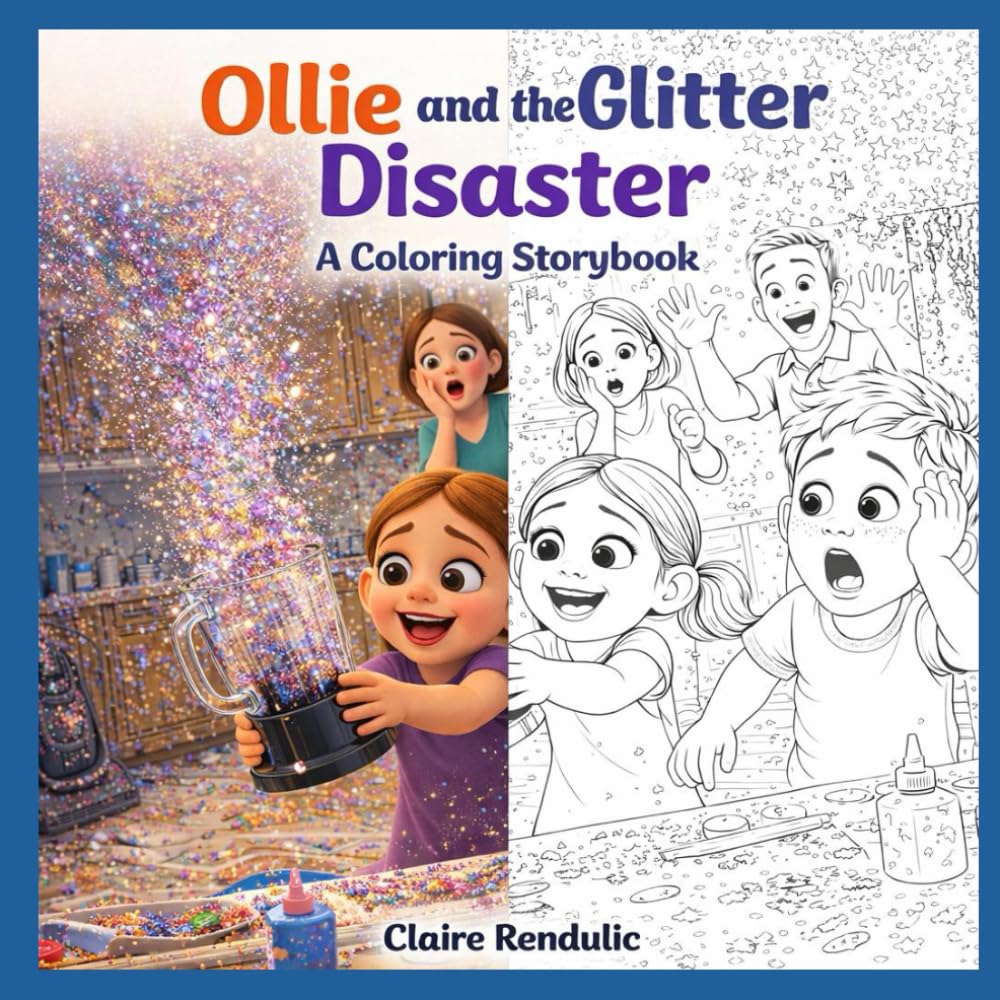 Ollie and the Glitter Glue Disaster: color-in storybook