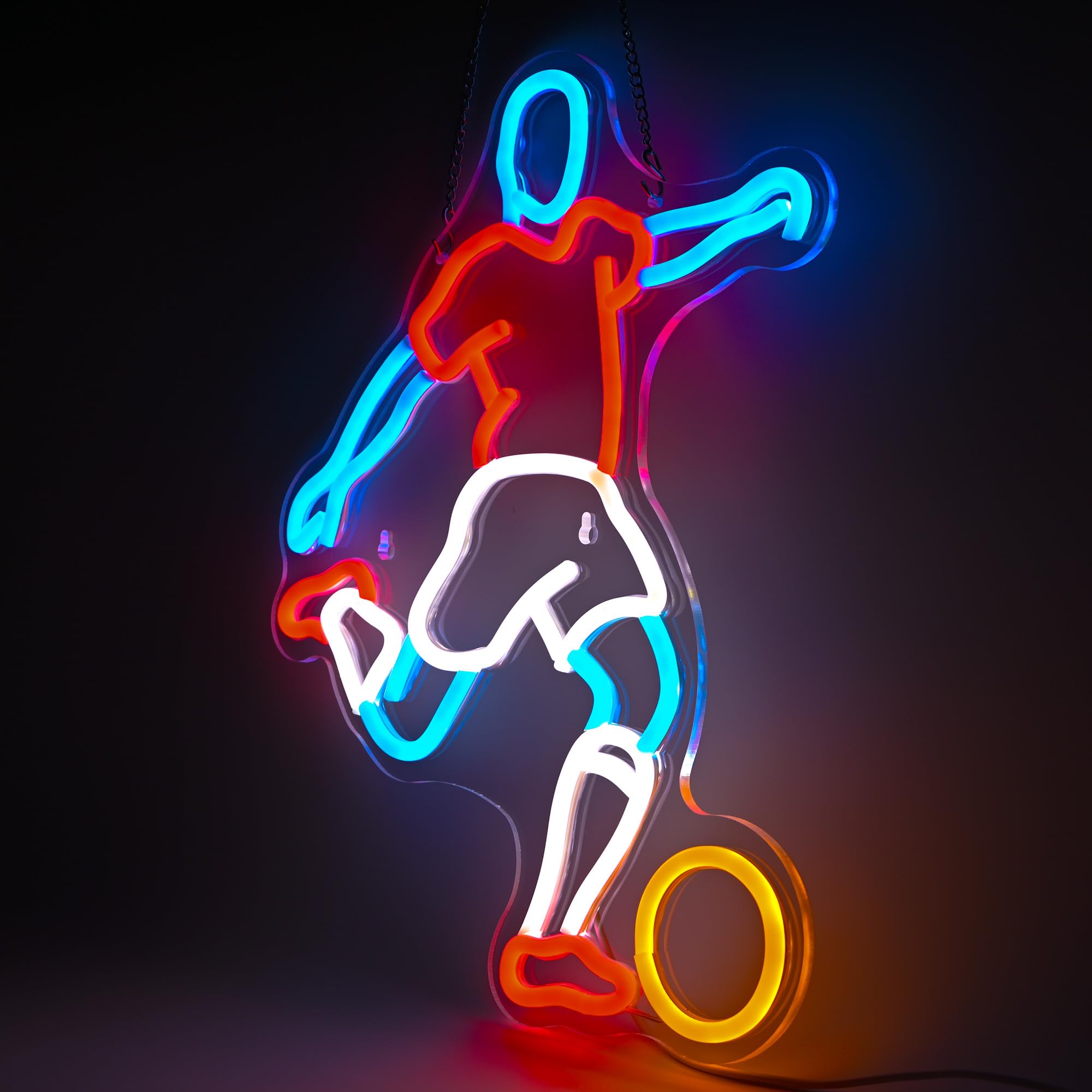 Football Player Neon Lamp, Dimmable LED Night Light, Soccer Party Decor for Bedrooms & Gifts, Red Sports Wall Art - Image 2