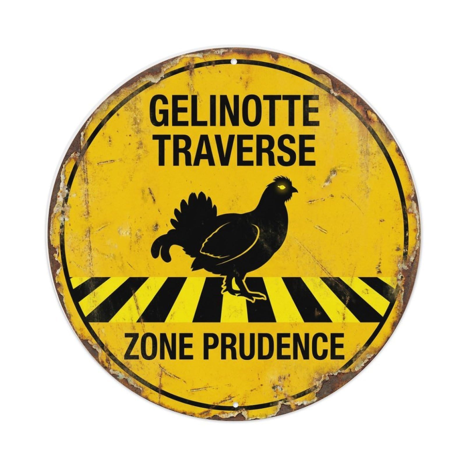 Metal Tin Sign Grouse Crossing Zone Prudence Weathered