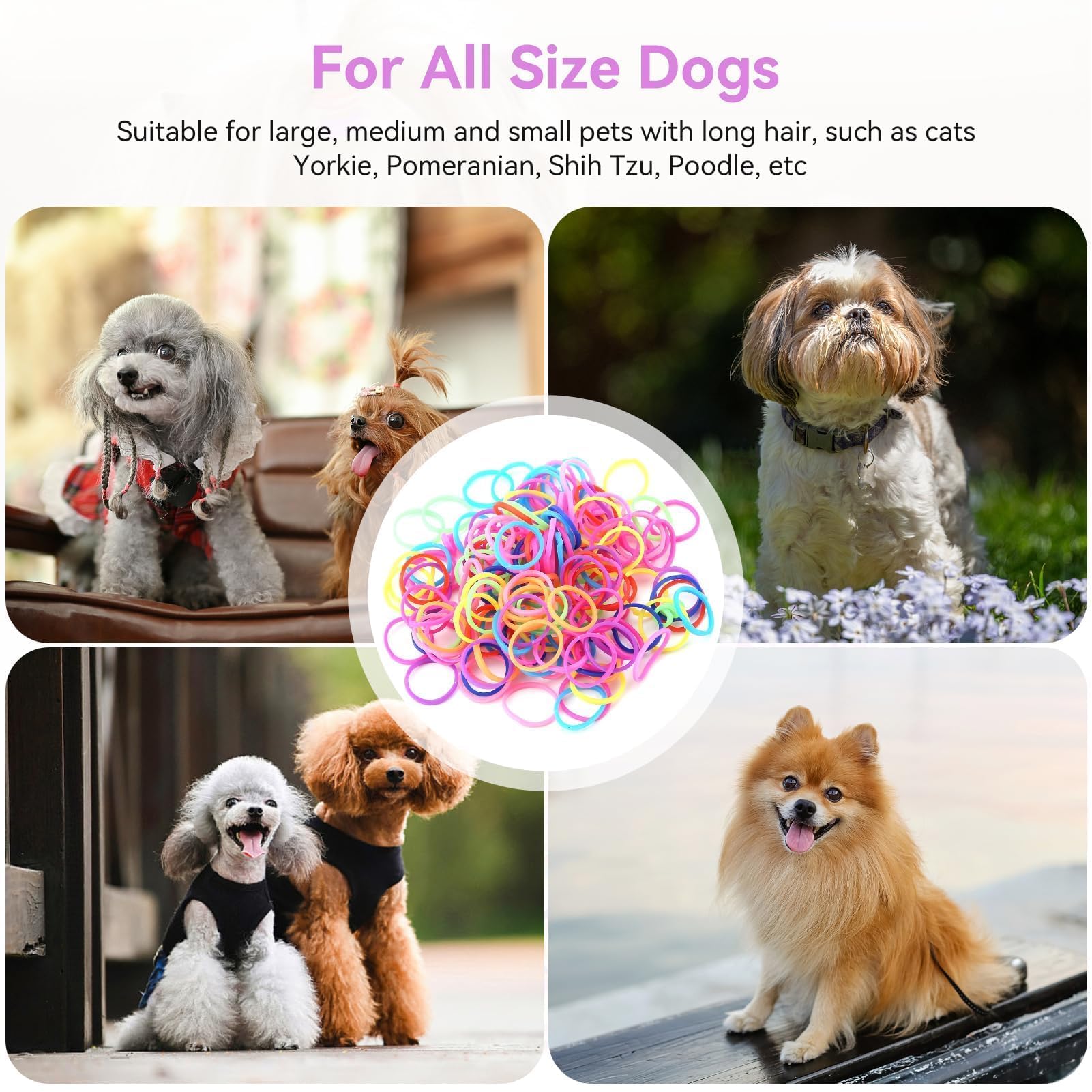 10 paczek gumki dla psów, bardzo elastyczne Coloful mini gumki opaski do włosów dla psów DIY pielęgnacja psów akcesoria do włosów dla małych psów Yorkie Pudel Dog