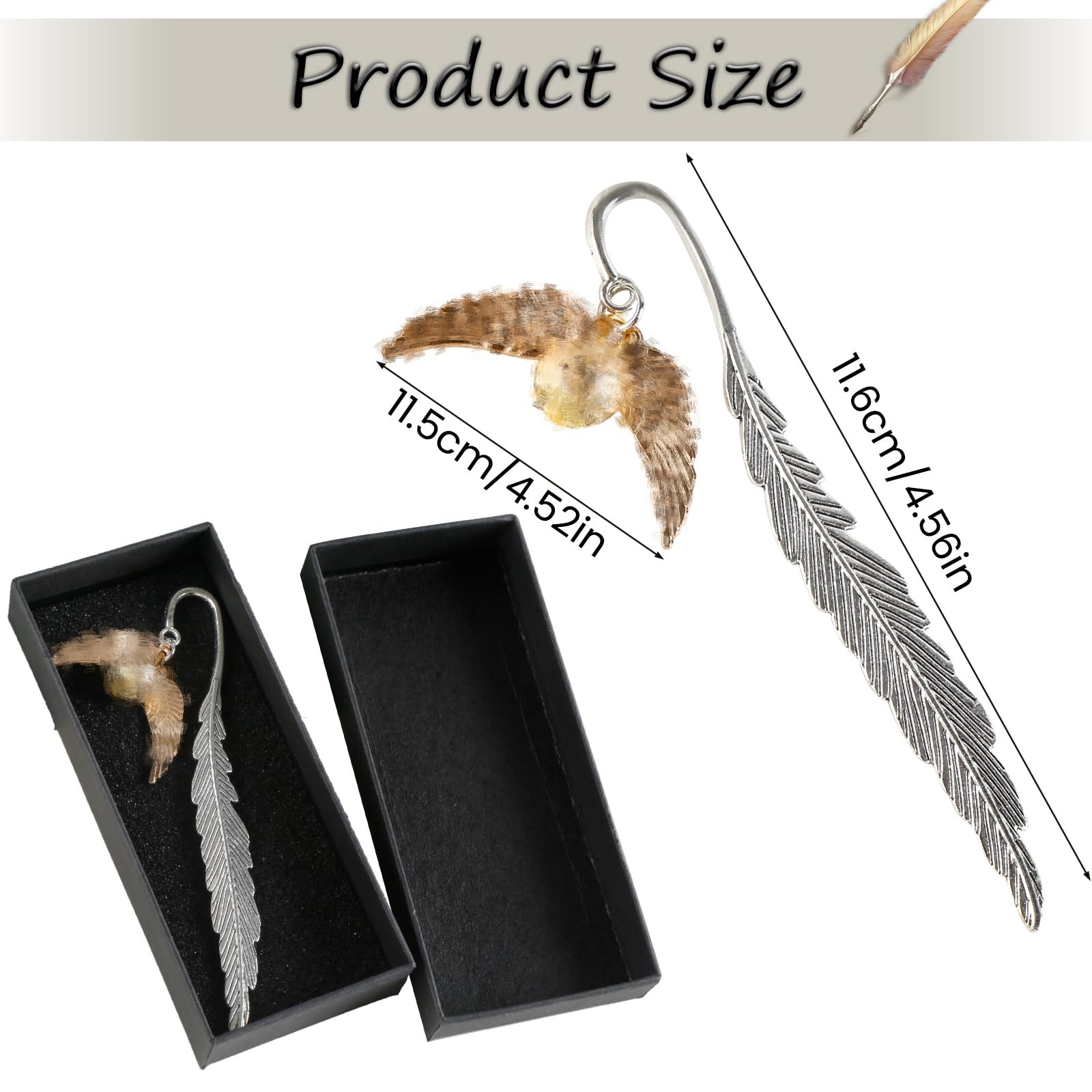 Wizard Bookmark, Metal Bookmark with Gift Box, Hanging Golden Snitch Book Charm, Book Marks for Children Women, Readers and Book Lovers - Image 2
