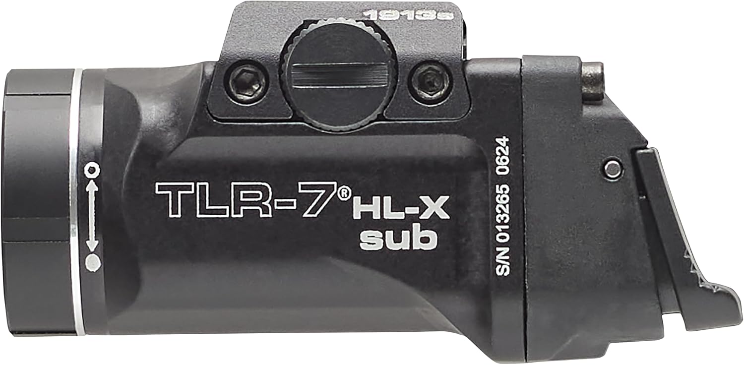 Streamlight 69505 TLR-7 HL-X sub USB 1000-Lumen 10000-Candela Rechargeable Rail-Mounted Weapon Light Exclusively for 1913 Short Railed Subcompact Models, Includes Switches and Key Kit, Black