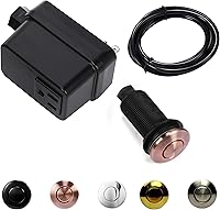 Vista 66 de 2.5" Long Single Outlet On/Off (Black) Air Switch Garbage Disposal Push Button with Cord, Kitchen Sink Top Switch, Garbage Disposal Kit for Waste