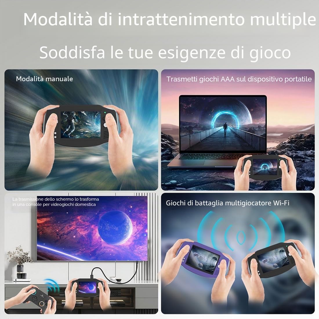Console di gioco portatile ANBERNIC RG 34XX, 64G integrato con oltre 5000 giochi, schermo IPS da 3,4 pollici 3500mAh, supporto console retrò Wi-Fi Multiplayer e uscita TV HD