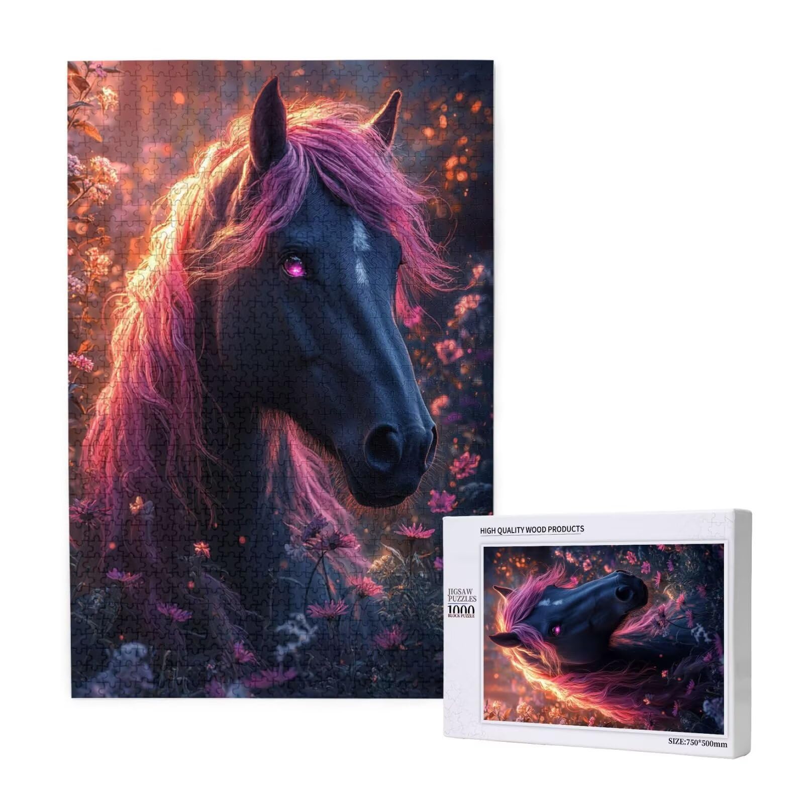 Cheval Puzzle Animal 3000 Pièces Adultes, DIY Puzzles Classiques Art avec Boîte d'emballage et Photos de Référence, Relaxation/Soulagement du Stress/Jeux Amusants, Creatif Cadeau pour Femme M-1536
