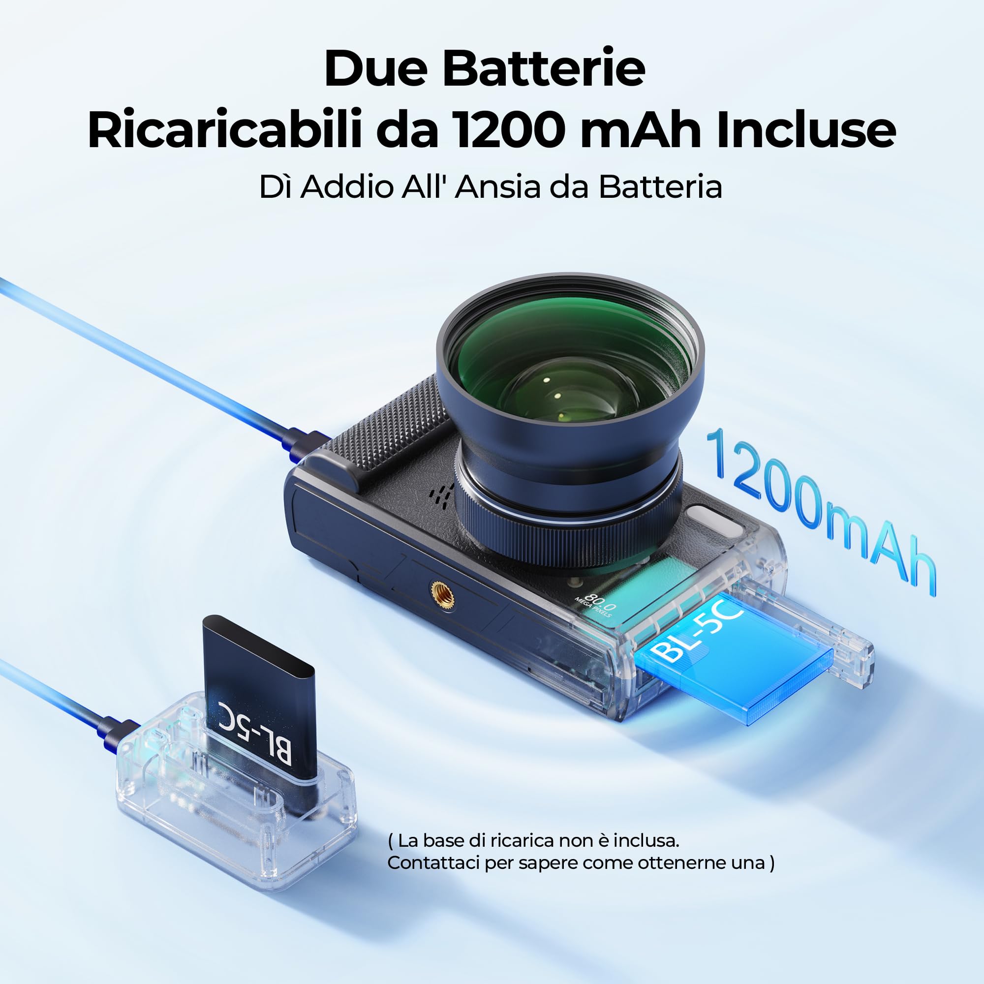 Fotocamera Digitale 5K 80MP WiFi & Autofocus, Videocamera Vlogging per YouTube, Schermo 3" 180° Ribaltabile, Zoom 18X, Compatta da Viaggio per Principianti e Ragazzi, incl. Scheda 64GB e 2 Batterie