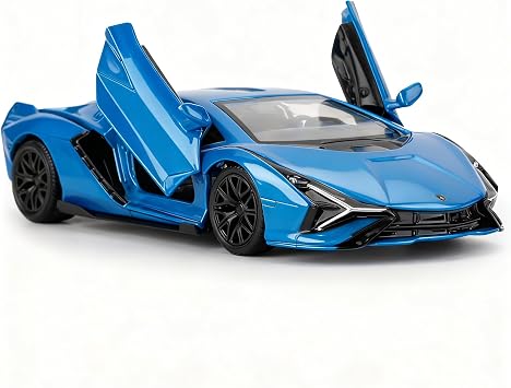 BDTCTK Lamborghini Sian FKP37 Diecast Car Models,1/36 Zinc Alloy Toy Pull Back Vehicles Toy Cars for Toddlers Kids Boys Girls Gift Blue