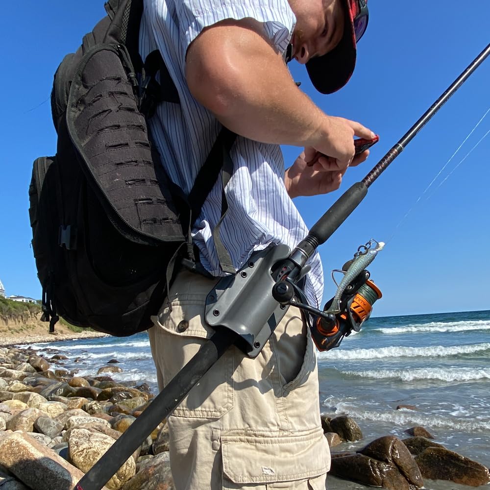 JettyHawk Fishing Rod Hip Holster, Hands-Free Quick-Draw Holder, Fits 1.5-2