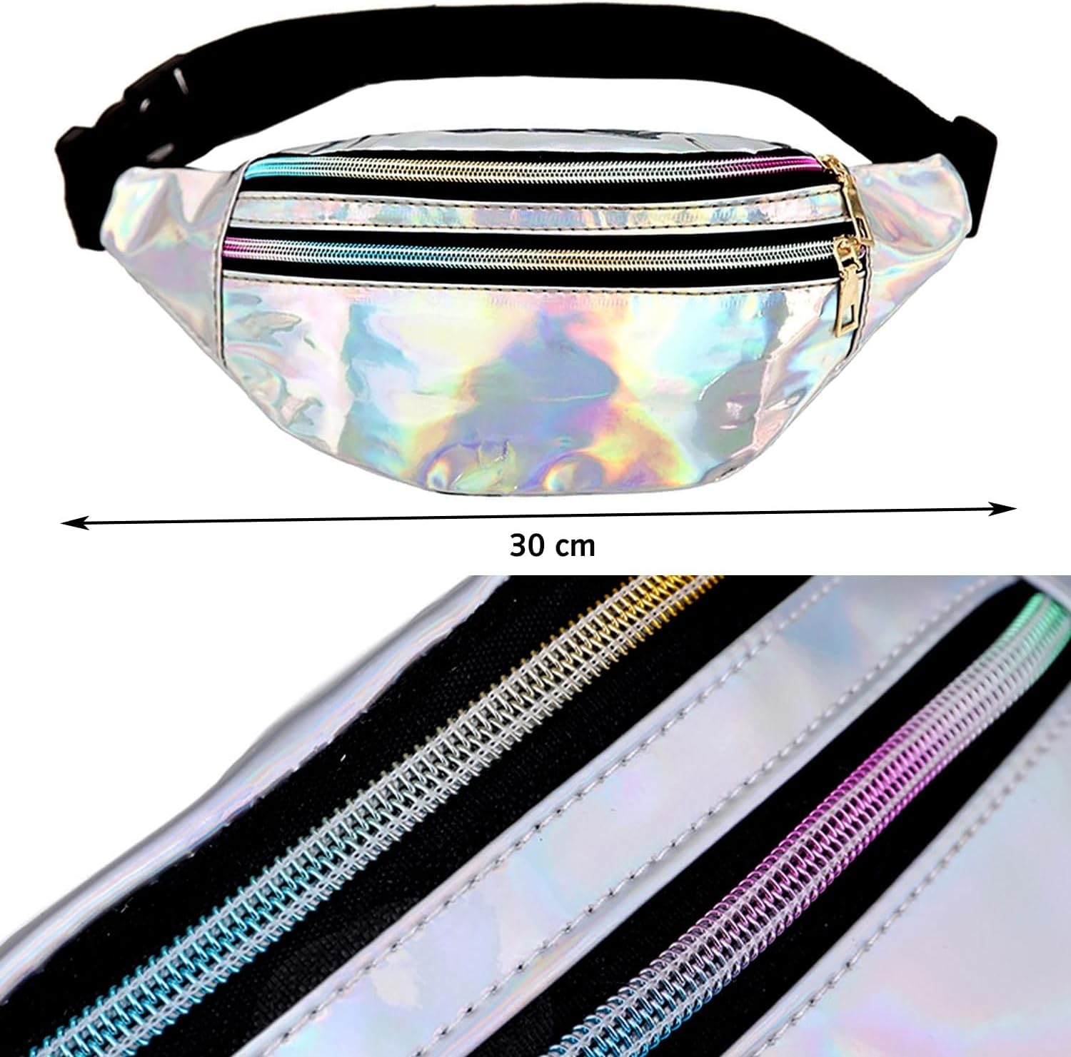 Блестящая голографическая сумка-поясная «Fanny Pack», металлический цвет, спортивная, водонепроницаемая, неоновая сумка на ремне с карманами и регулируемым ремнем, для женщин, мужчин, детей, в путешествии, для бега, на фестиваль