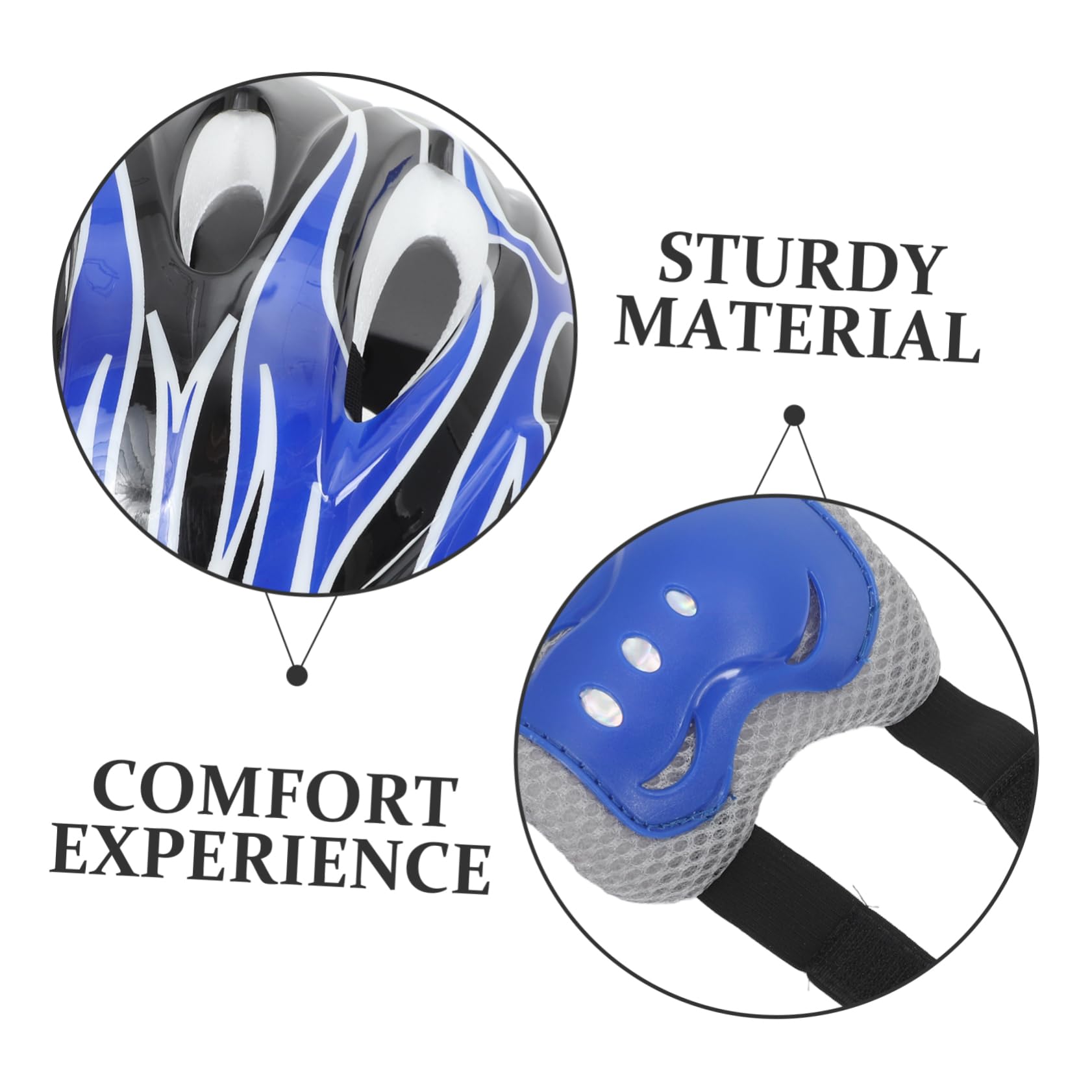 Lot De 7 Protège-Poignets pour Roller Skateboard Genouillères Coudières Équipement De Protection pour Enfants Bleu