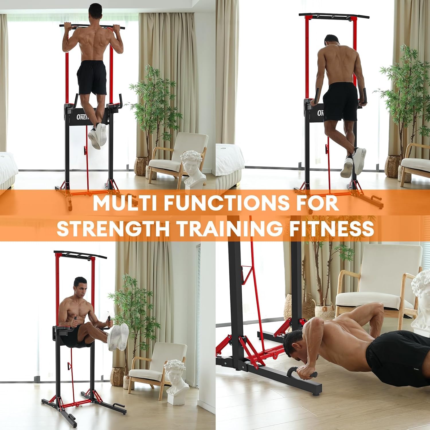 ONETWOFIT klimmzugstange freistehend pull up bar faltbar power tower | multifunktionale höhenverstellbare Klimmzug-und Dip-Station für Für Fitnessstudios und Heimtrainings,max 270kg