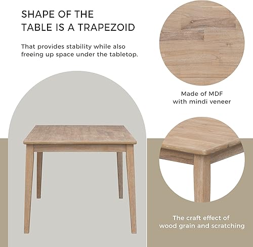 Miniatura 5 de Quarte Juego de mesa de comedor de estilo clásico y tradicional, juego de muebles de cocina de madera de 6 piezas con mesa trapezoidal, 4 sillas