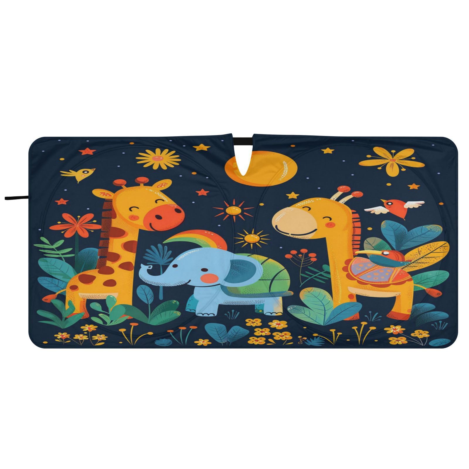 senya Car Windshield Sunshade, Animal Giraffe Elephant Car Front Window Sunshade Foldable, Blocks UV Rays and Keeps Vehicle Cool, Small, E07Z23015