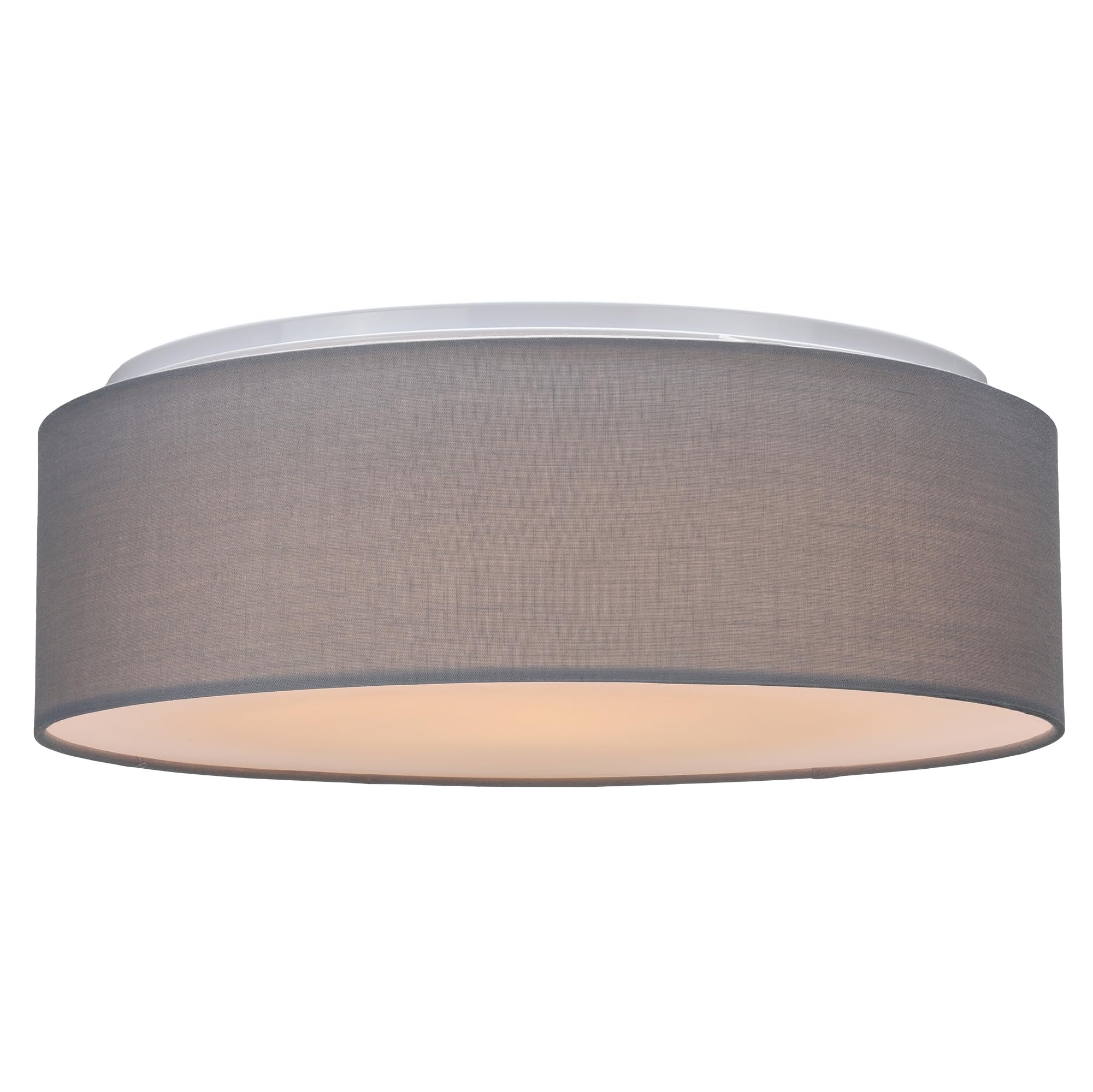 Navaris Flush Mount Ceiling Light - 15.75" Diameter Drum Lamp Shade 22w LED Fixture for Bedroom, Living Room, Kitchen, Hallway Lighting - Light Gray