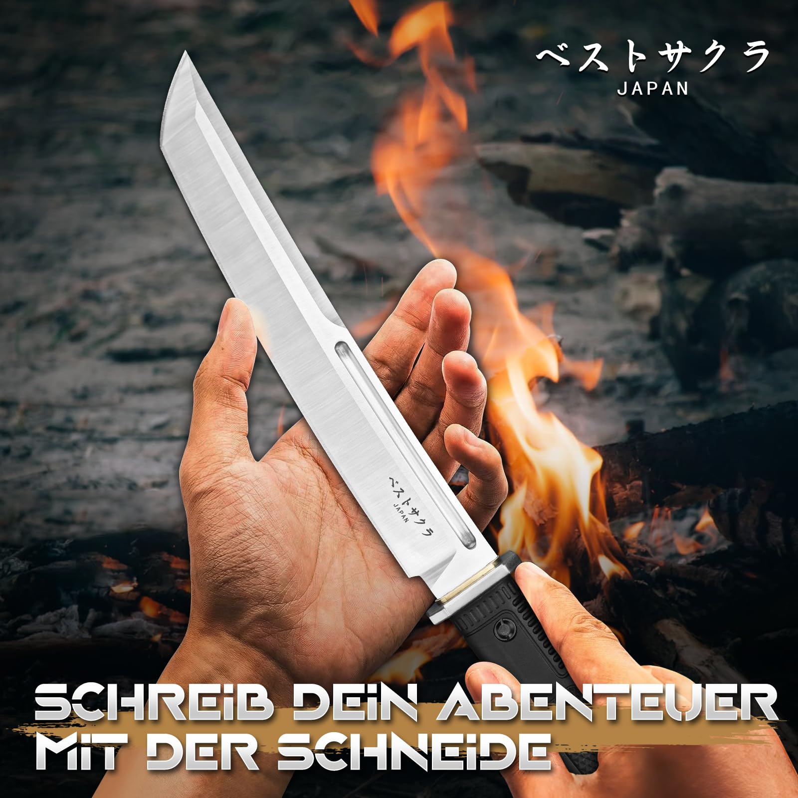 Purple Dragon Tanto Messer Japan - Messer Outdoor mit G10 Griff - D2 Stahl | 6mm Klingenrücken, Hohlkehle, G10 Griff, Aus einem Stück D2 Stahl handgeschmiedet, Geschenk für Männer,Messer Bushcraft