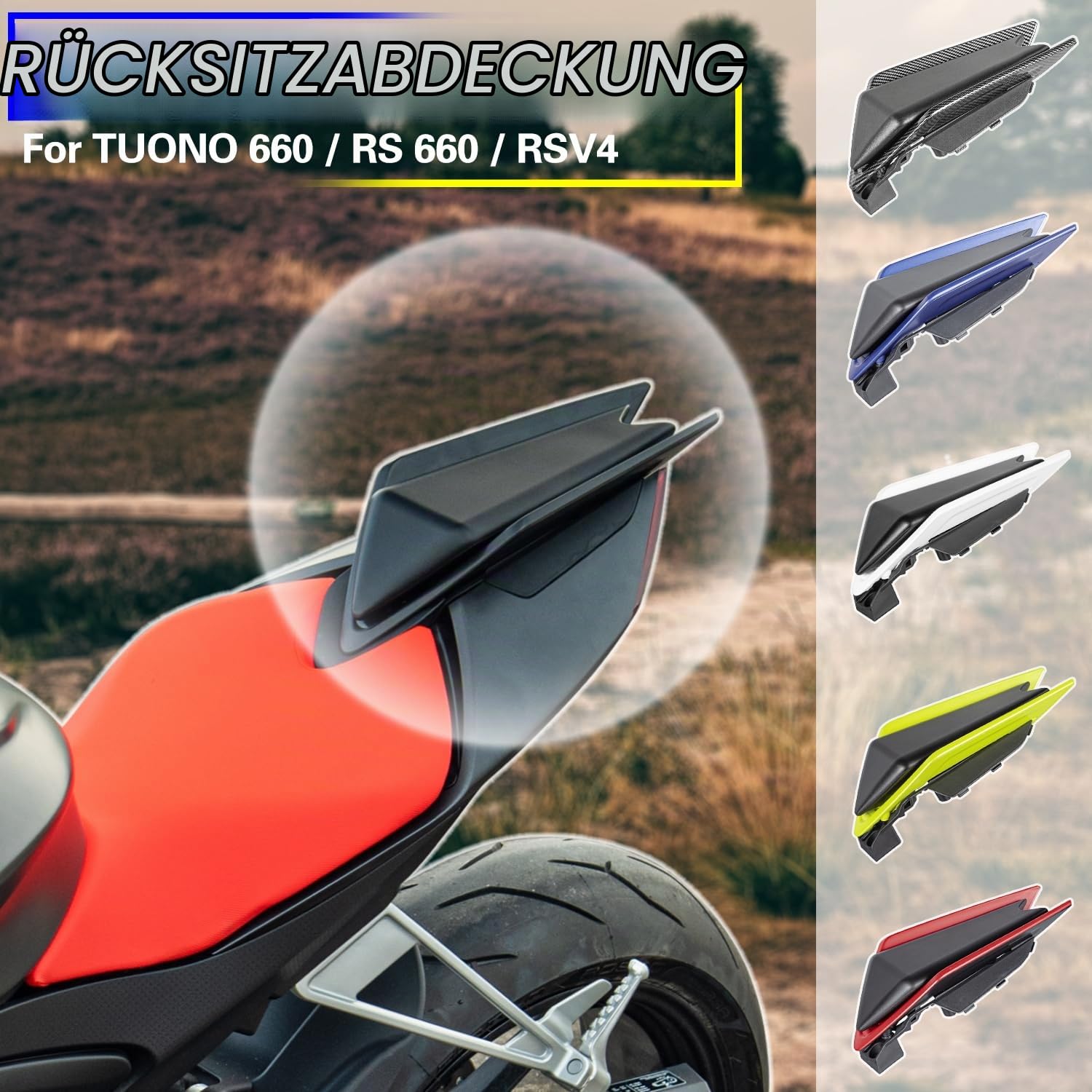 Motorrad Sitzbezug Beifahrersitz Gugel Höcker Verkleidung Heckteil für RS660 RS 660 Tuono660 Tuono 660 (2020-2023) RSV4 1100/Factory (2021-2023) Motorrad modifizierte Teile (Matt-schwarz)