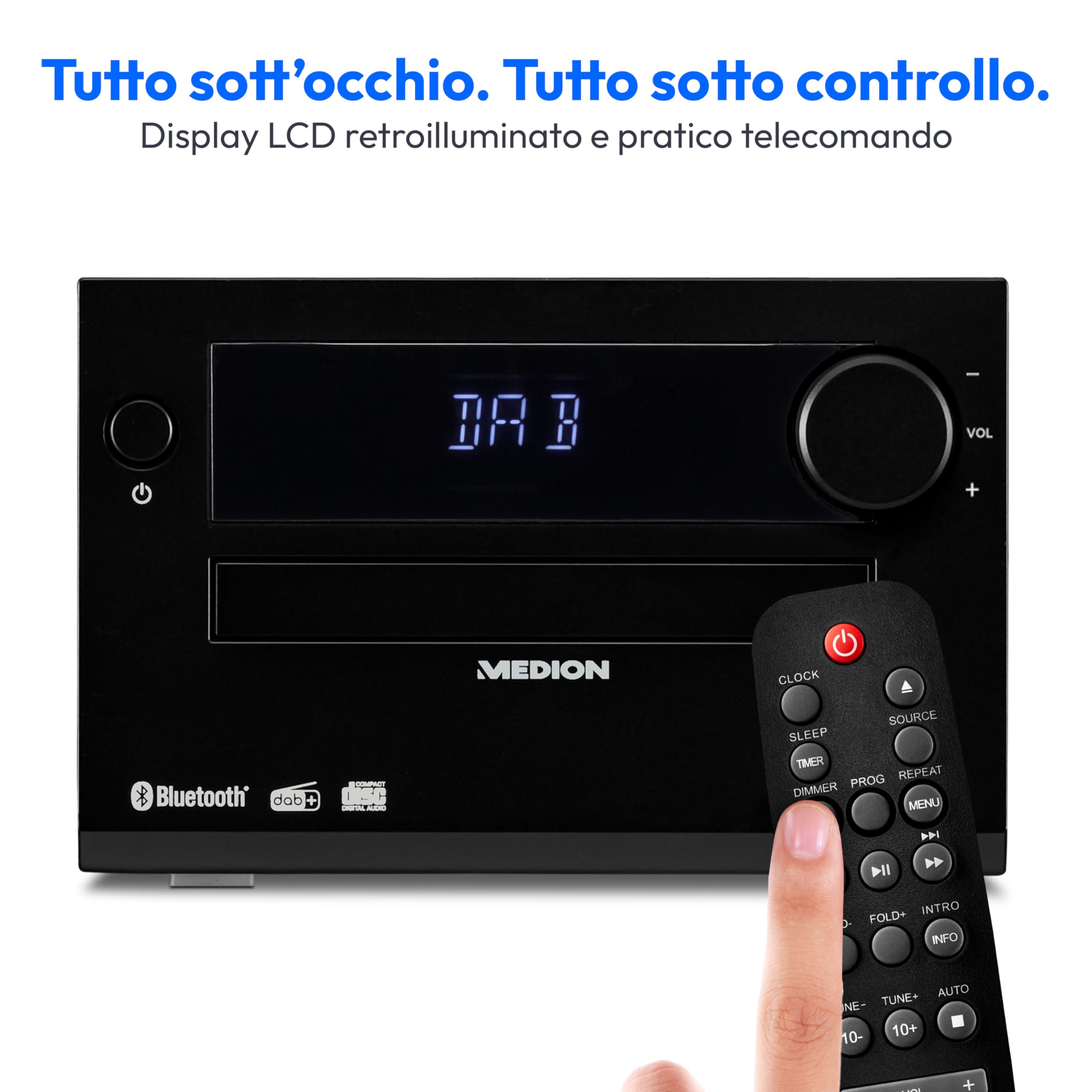 MEDION Sistema audio micro E64482 DAB+ CD Radio FM PLL Bluetooth MP3 AUX USB nero
