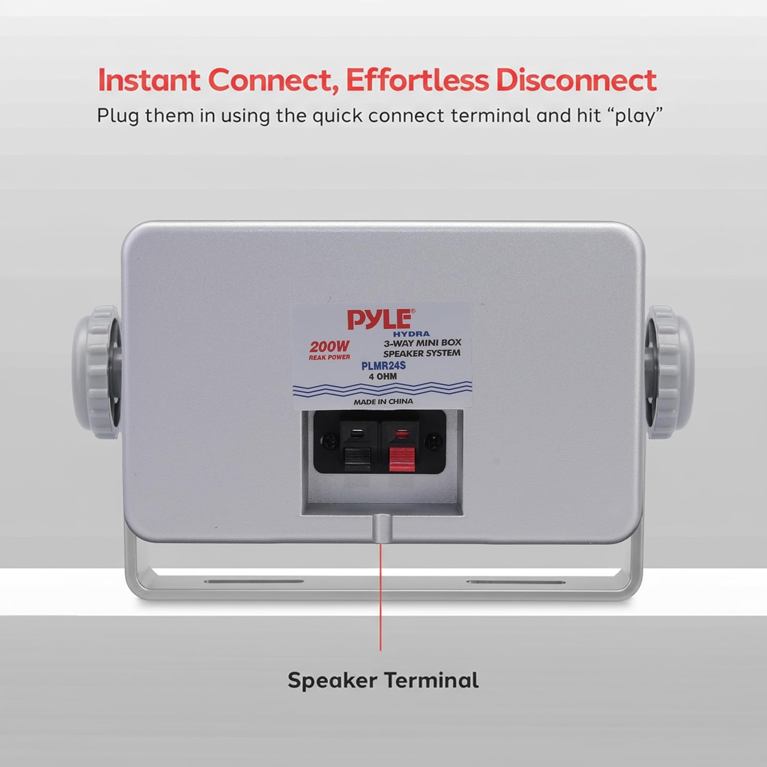 Pyle 3-Way Waterproof Marine Box Speakers - 3.5" 200 Watt Dual Indoor Outdoor Speaker System - Weatherproof/Waterproof Outdoor Speaker - Home, Boat, Pool, Patio Indoor Outdoor Use PLMR24S (Silver) - Image 3