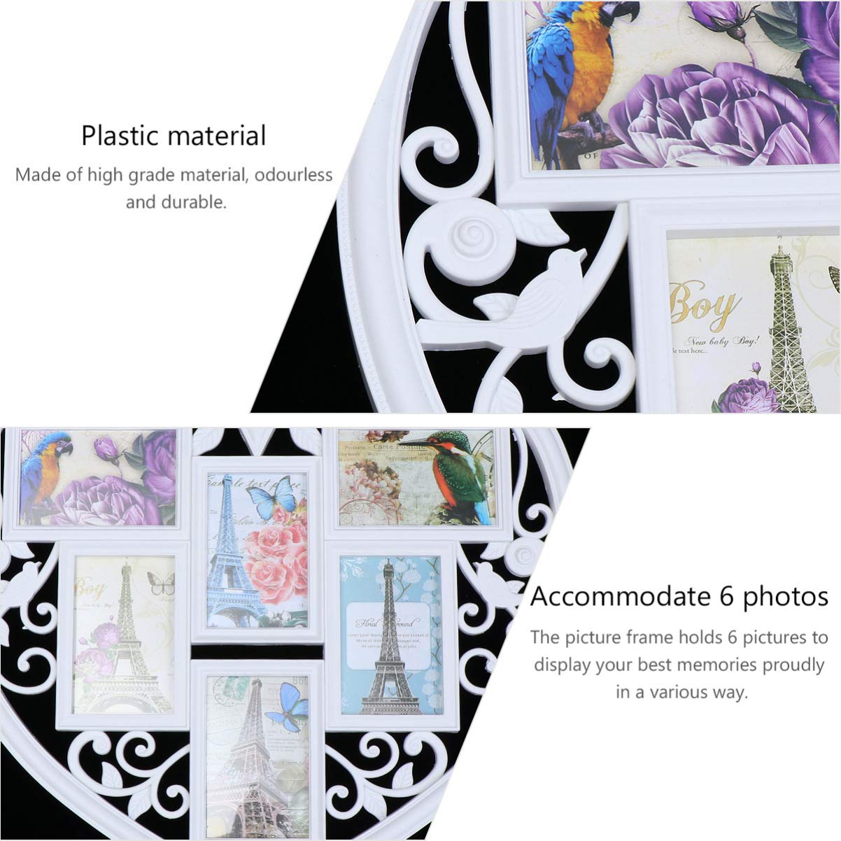 Fotorahmen mit Herz aus Kunststoff, Collage, Bilderrahmen, Wandbehang, Fotohalter, dekorativ für Fotoanzeige, 15,2 cm (weiß) Little Surprise