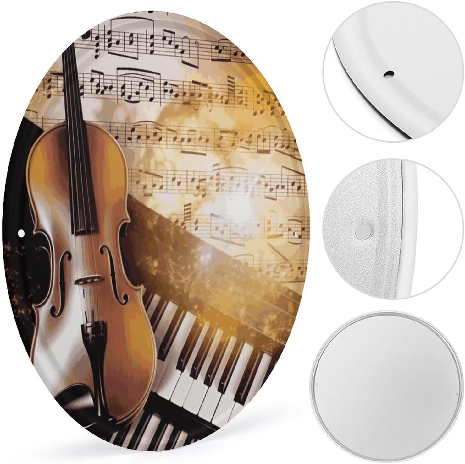 Piano Violin Music Notes Round Vintage Tin Sign Metal Wall Plaque Decor image 4