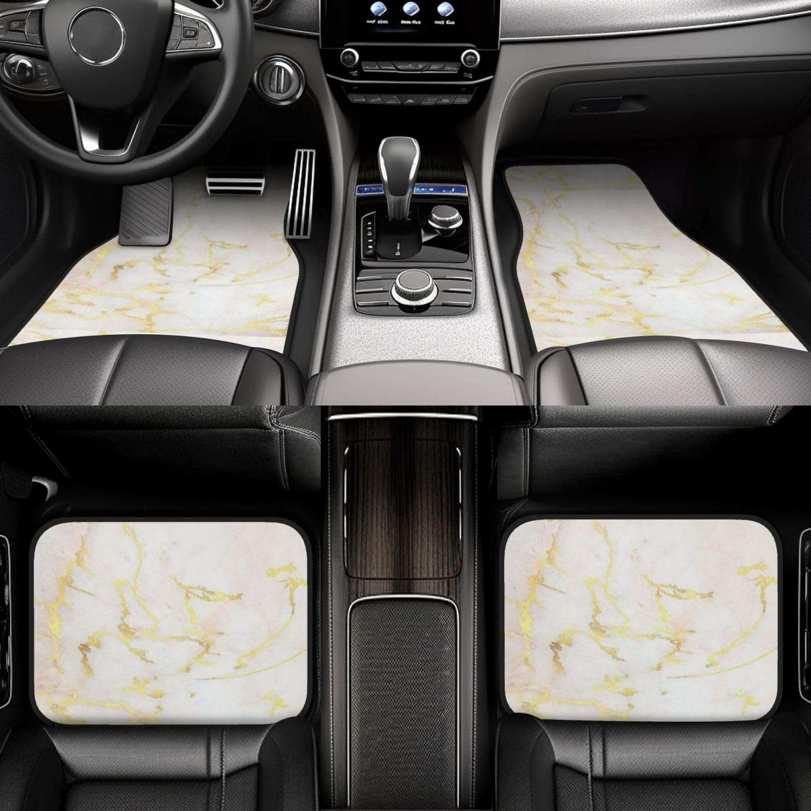Fügen Sie Ihren Text hinzu Gold Marmor Blanko Modern Elegant, 4er-Set Auto-Fußmatten, Neopren-Fußmatten für Fahrzeuge, rutschfeste Auto-Fußmatten, Autozubehör