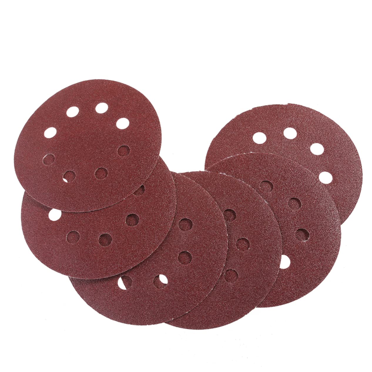 Luxshiny 50pcs 5 Inch Sandpaper Discs 100 Grit Circular Pads Hook and Loop Flocked Sanding Papers for Refills