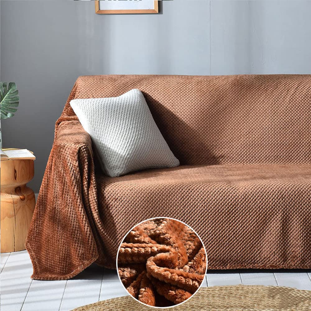 WYJHNLBEDC Sofa Throw Blanket, Cuddly Blanket, Fluffy Warm Blanket, Fleece Blanket, Bedspread/Bed Throw/Dog Blanket, Washable, Sofa Protection, Dog Cat, 200 x 300 cm for Sofa, 3-Seater, Brown