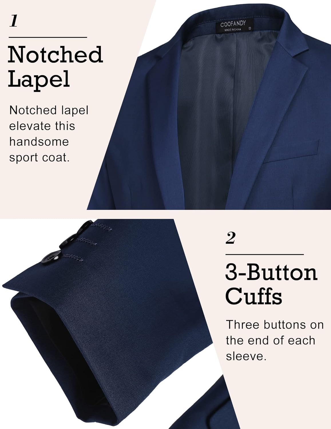 COOFANDY Mens Sport Coat Casual Blazer One Button Business Suit Jacket - Image 4