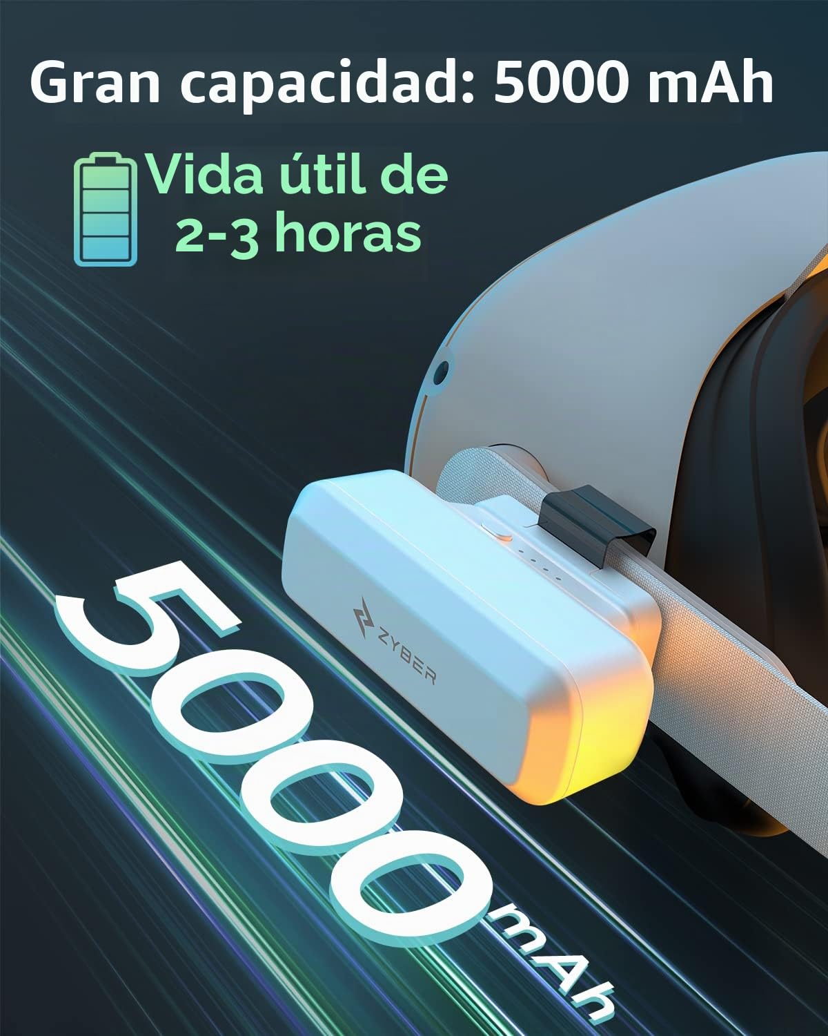 Zyber Banco de EnergíA de BateríA Magnética para Accesorios Quest 3, BateríA Recargable Compatible con Quest 2 Quest pro Pico 4, Que Ofrece MáS de 2 Horas Adicionales de Reproducción