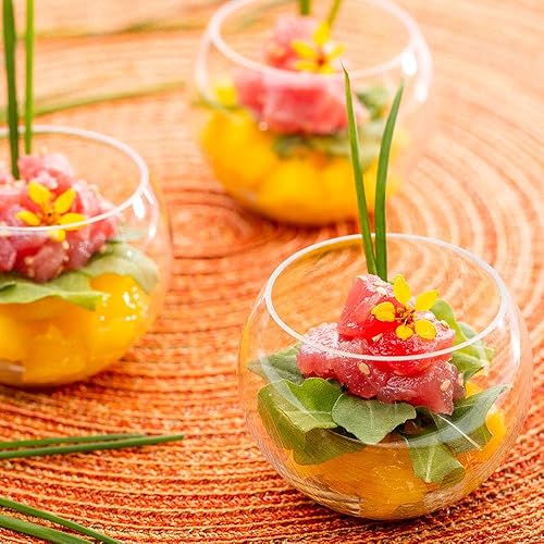 Miniatura 3 de Restaurantware Cuencos redondos de plástico de 4 onzas, 100 vasos desechables de esfera, de alta calidad, no se rompe fácilmente, cuencos de