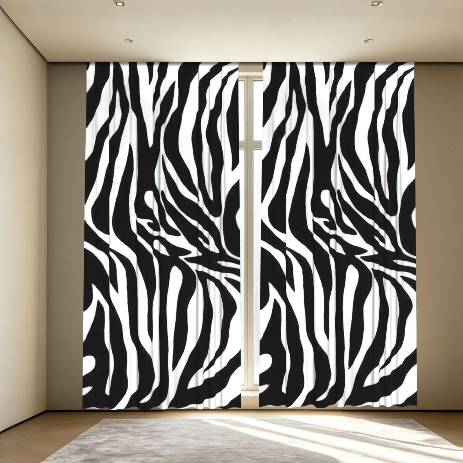 Yyoretp Zebra Print Print Blackout Curtains for Living Room Bedroom Thermal Insulated Window Drapes.