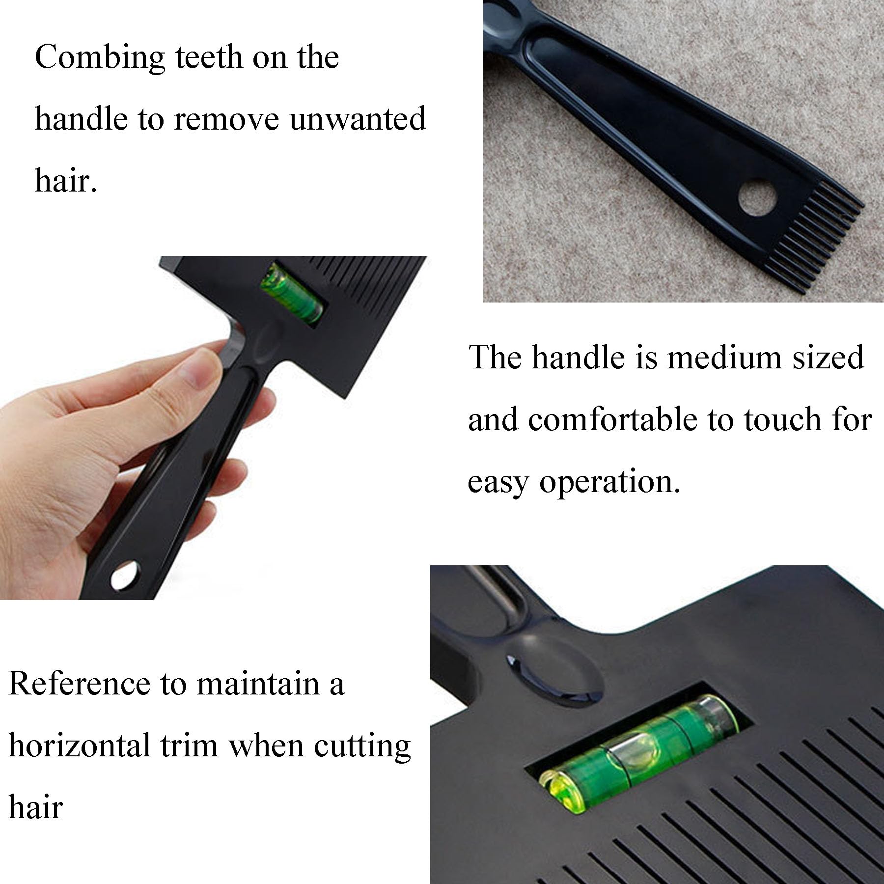 CONGGUAN Men's 2-in-1 Flat Top Guide Comb with Water Leveling for Barber Haircut & Styling - Image 3