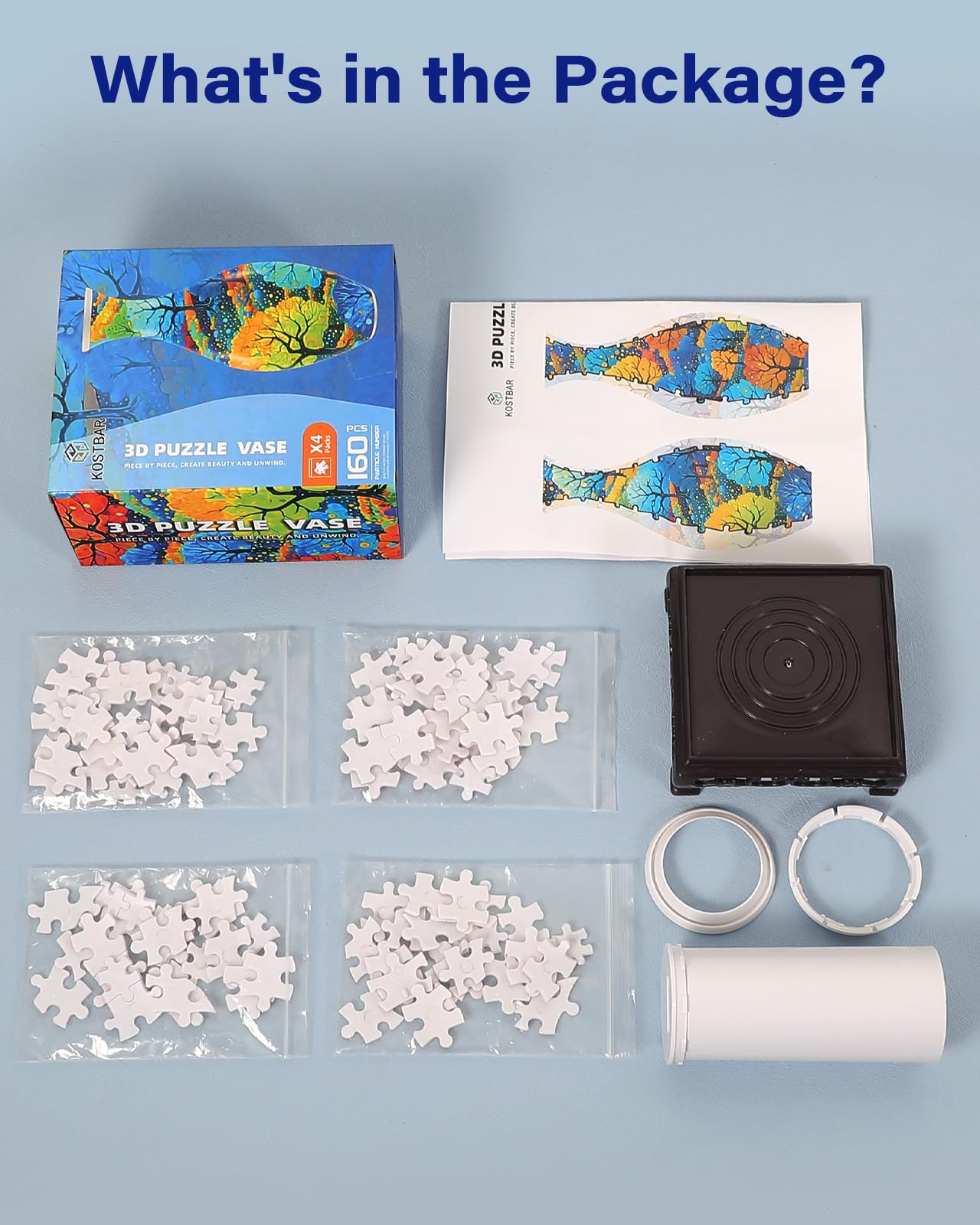 Rompecabezas 3D para adultos, 160 piezas de jarrón de rompecabezas 3D para flores, artes y manualidades únicas para adultos, regalos únicos de advertencia para mujeres y hombres, jarrón de 5