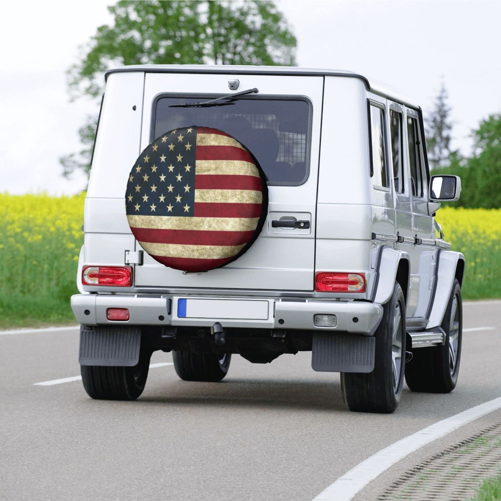 Cubierta de llanta de repuesto para bandera americana retro 01, impermeable, a prueba de polvo, cubierta de neumático UV para Jeep, remolque, RV, SUV y muchos vehículos de 17 pulgadas