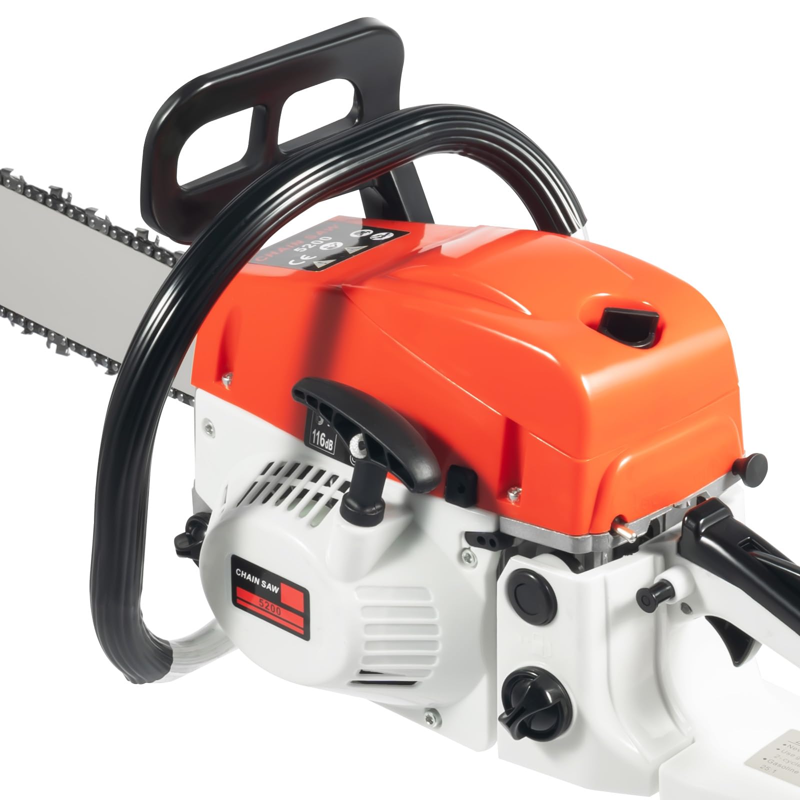 Motosierra de gasolina de 52 cc, 51 cm, motosierra de gasolina de 2 tiempos, con protección de espada, motosierra inalámbrica a mano, para talar árboles, cortar madera