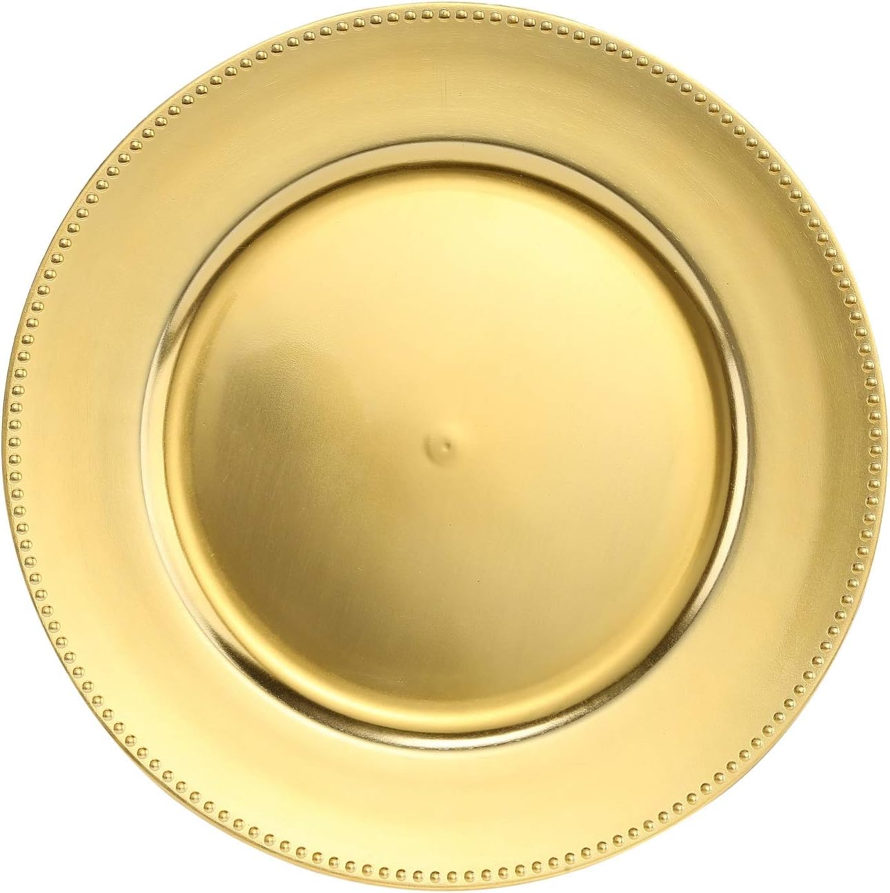 Gold Charger Plates ALEX Fashionable 13 Inch Round Beaded Charger Plates Bulk Wedding Eletroplating Finish Chargers for Dinner Plates All Holiday Decoration Charger Service Plates 6-PACK