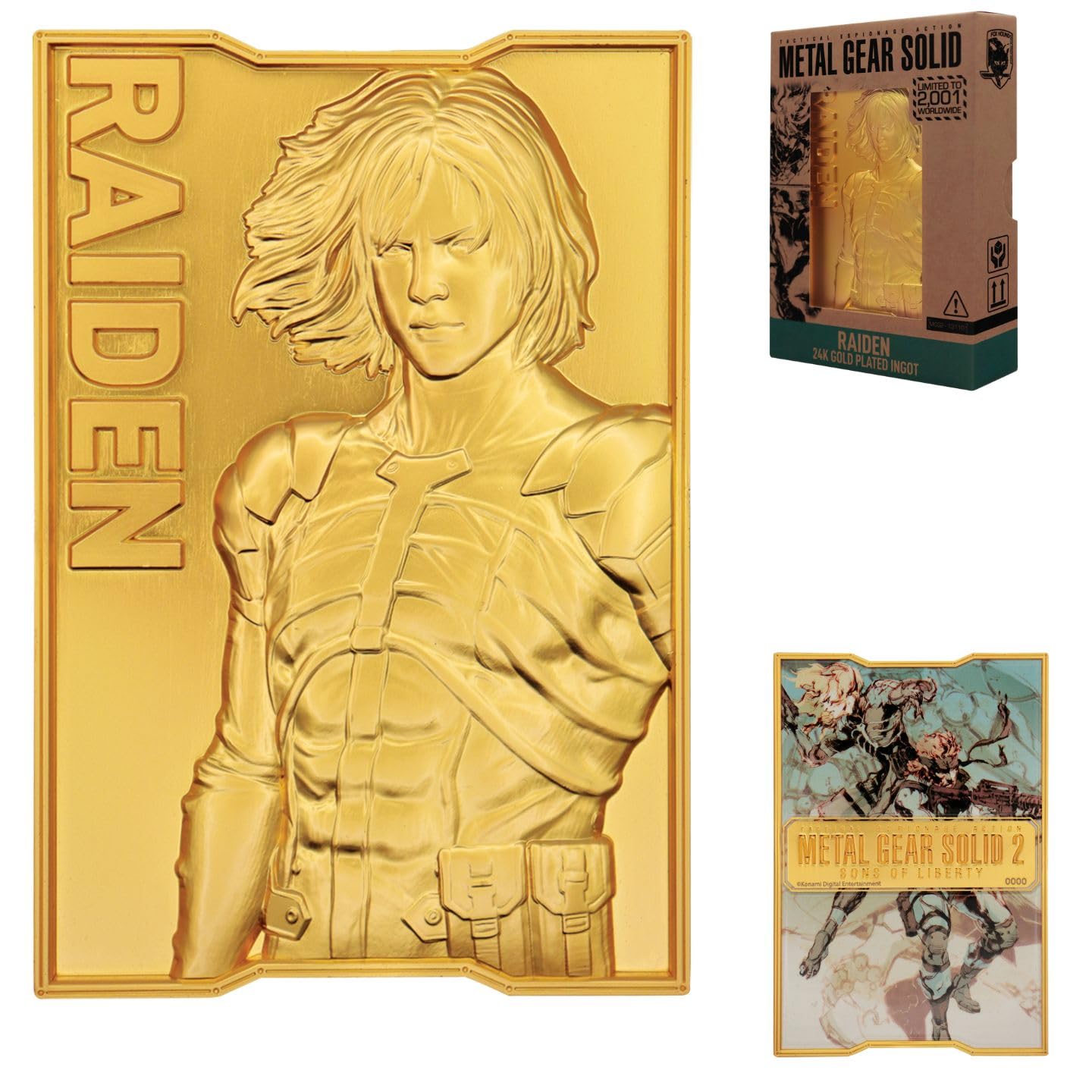 Metal Gear Solid 2 - 24k Gold Plated Limited Edition Raiden Collector's Ingot