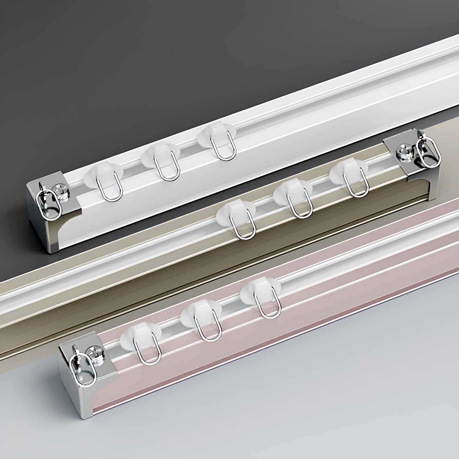 Tringle rideau plafond aluminium réglable 100-160cm pour rail rideau douche et armoire coulissante
