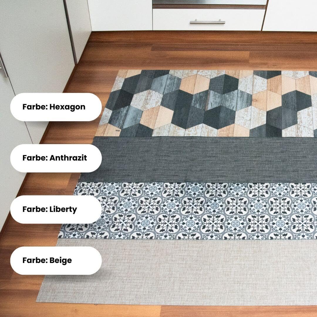 Profolio Küchenläufer rutschfest & waschbar - Moderner Küchenteppich in Anthrazit - Teppich für Küche, Flur & Wohnzimmer - Weiche & langlebige Antirutschunterlage - Made in Germany - 220 x 52 cm