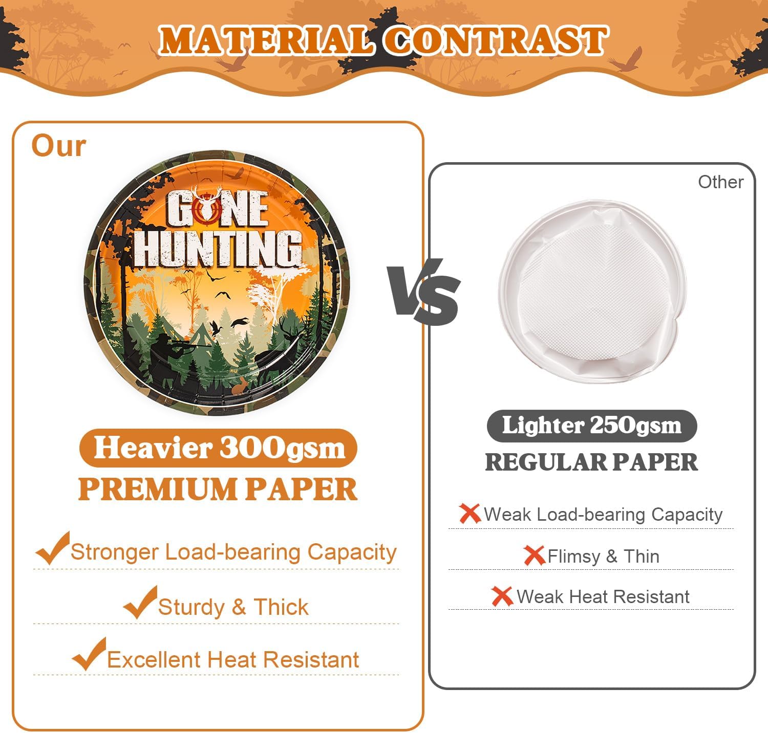 193 Pcs Hunting Plates and Napkins Tableware Set (Serve 24), Camo Hunting Decorations Include Plates Napkins Cups Plastic Forks Knives and Banner, for Gone Hunting Party Supplies