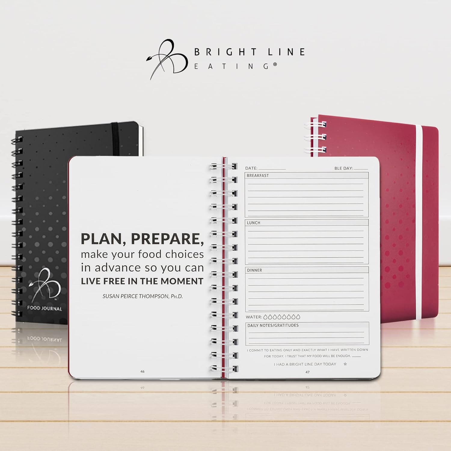 Bright Line Eating Official Food Journal – 90-Day Daily Meal Planner Notebook – Weight Loss Journal to Track Food, Water, & Weight Loss – Food Diary w/Healthy Eating Tips & Food Plan (Berry)