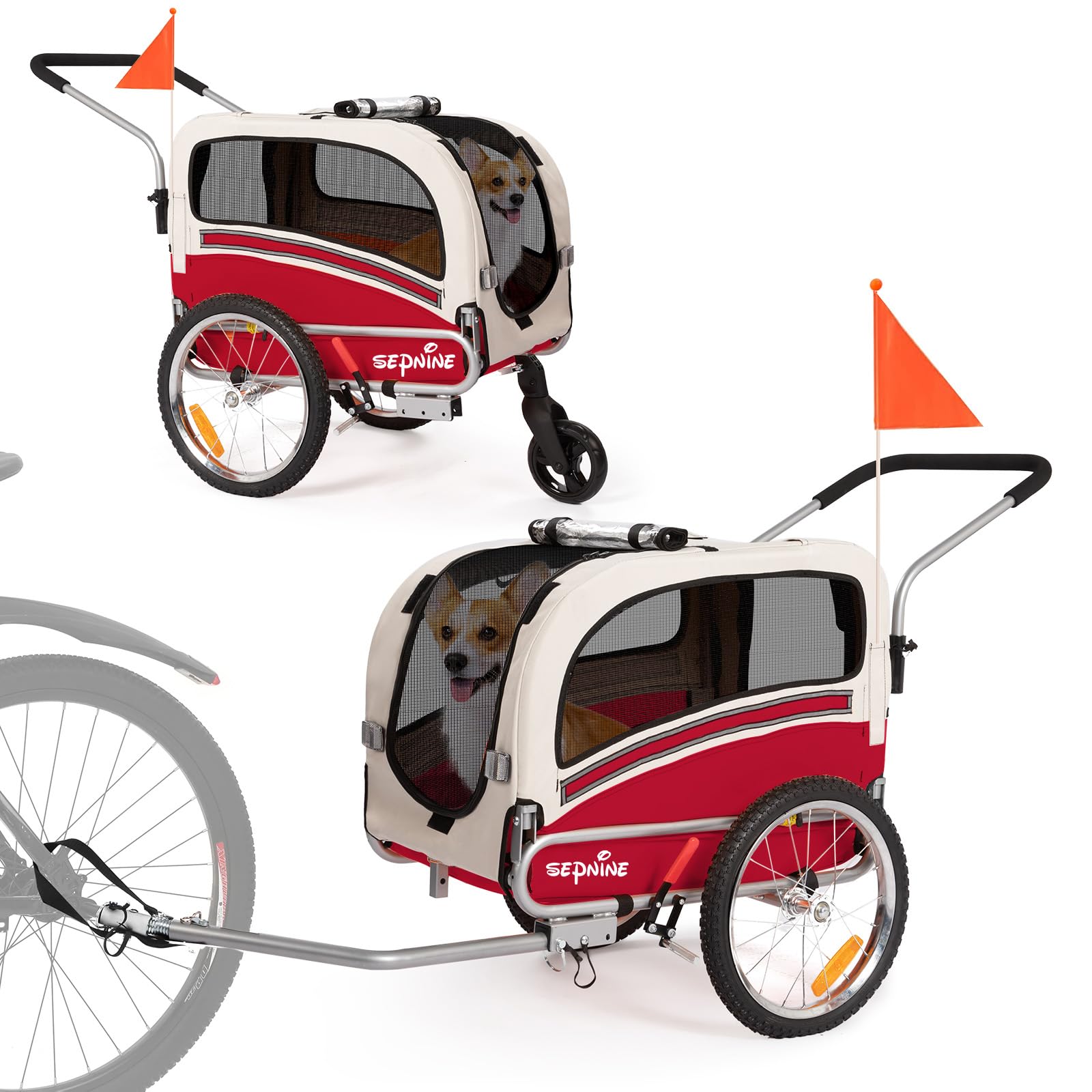 mountainbike trails saarland SEPNINE® Hundeanhänger für Fahrrad, 2 in 1 Fahrradanhänger für Hunde bis zu 30 kg, Haustier Transportwagen Anhänger für Jogger und Fahrrad mit Bremsen und Signalwimpel Haustier lead_time:3-5 Überdachte Fahrradständer: Schutz vor Fahrradtyp:MTB