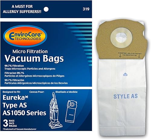 EnviroCare Bolsas de vacío de micro filtración de repuesto diseñadas para adaptarse a montantes Eureka AS, paquete de 3